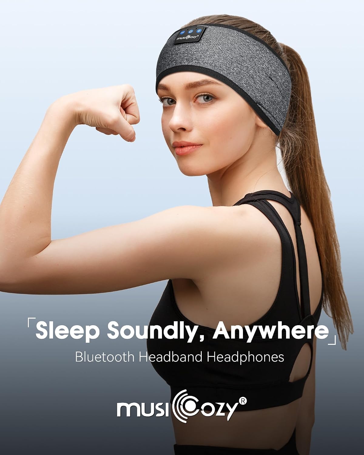 MUSICOZY Sleep Headphones Bluetooth 5.4 Headband, Sports Wireless Earphones Sweat Resistant Earbuds Sleeping Headphone with Ultra-Thin HD Stereo Speaker for Workout Running Cool Gadgets Unique Gifts