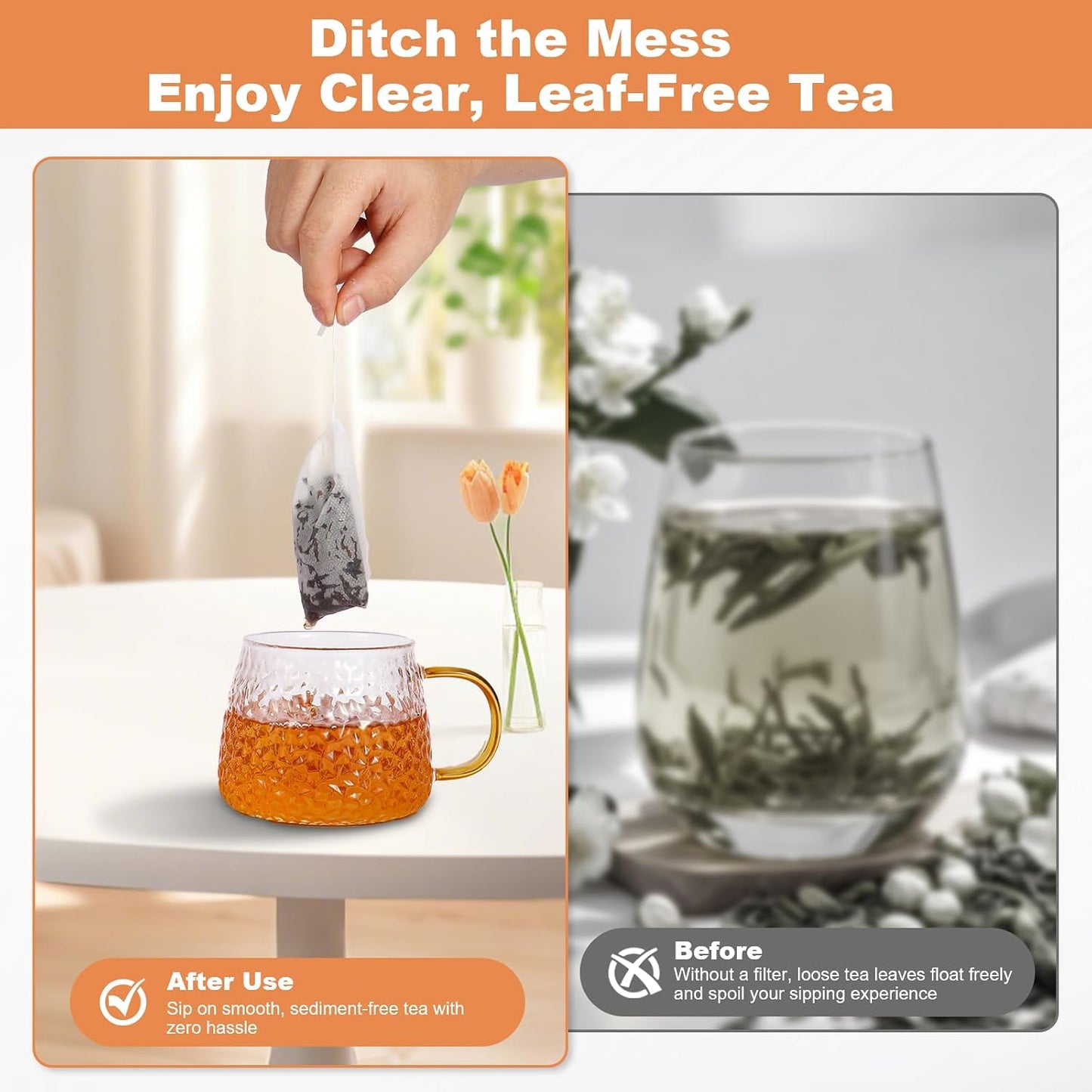 400 PCS Tea Bags for Loose Leaf Tea, 3.54" x 2.75" Tea Bags Empty, Disposable Drawstring Filter Bags of Food Grade Material | for Brewing Coffee, Spices, Cooking & DIY