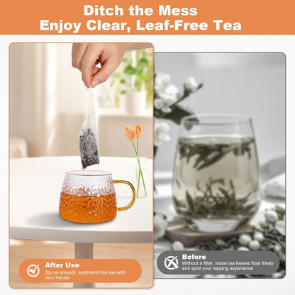 400 PCS Tea Bags for Loose Leaf Tea, 3.54" x 2.75" Tea Bags Empty, Disposable Drawstring Filter Bags of Food Grade Material | for Brewing Coffee, Spices, Cooking & DIY