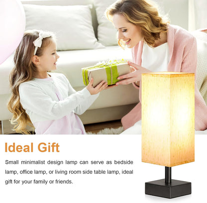 aooshine Small Table Lamp for Bedroom - Bedside Lamps for Nightstand, Minimalist Night Stand Light Lamp with Square Fabric Shade, Desk Reading Lamp for Kids Room Living Room Office Dorm