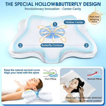 CHxxy Cervical Neck Pillow for Pain Relief Sleeping, Memory Foam Pillows