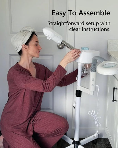 Artist hand Professional Facial Steamer with 5X LED Magnifying Lamp 3 in 1