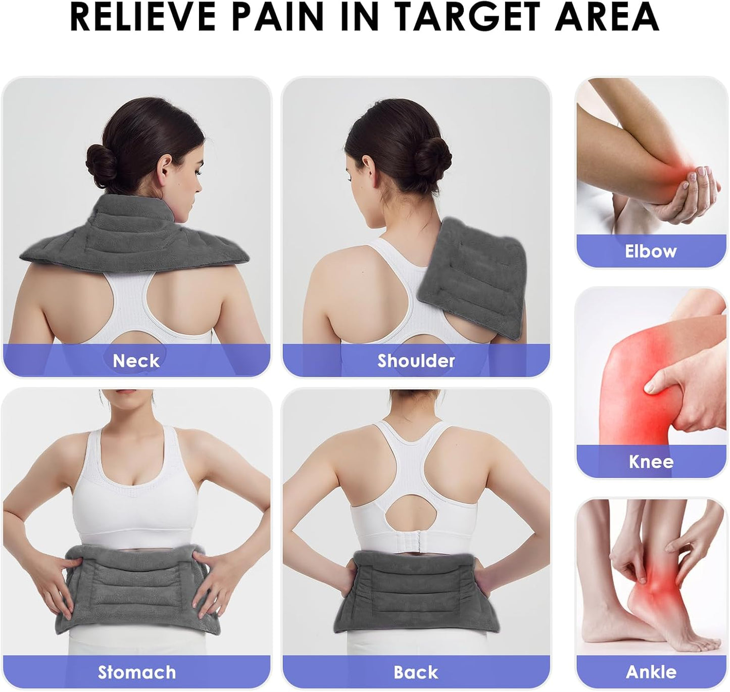 Microwavable Heat Pad for Neck and Shoulders, Weighted Microwave Moist Heating Wrap for Pain Relief Sore Muscle Stress Tension, Heated Wrap with Aromatherapy, Hot & Cold Compress, Grey
