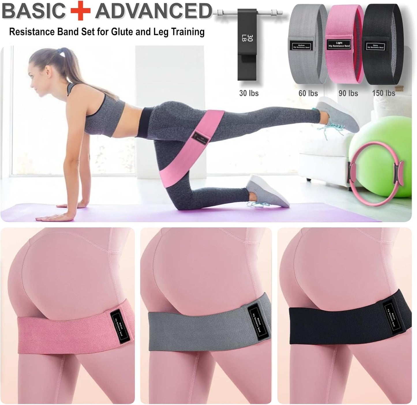 Nuplot Pilates Equipment, Pilates Kit for Home Workouts, Pilates Essentials Kit for Women, Home Pilates Kit with Pilates Ring and Ball Set, Booty Bands, Figure 8 Resistance Band, Yoga Band