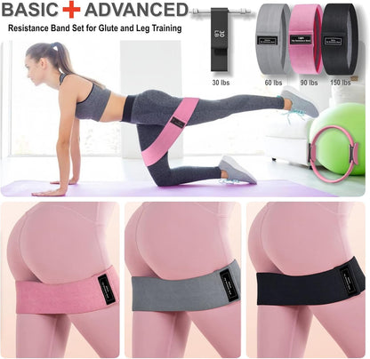 Nuplot Pilates Equipment, Pilates Kit for Home Workouts, Pilates Essentials Kit for Women, Home Pilates Kit with Pilates Ring and Ball Set, Booty Bands, Figure 8 Resistance Band, Yoga Band