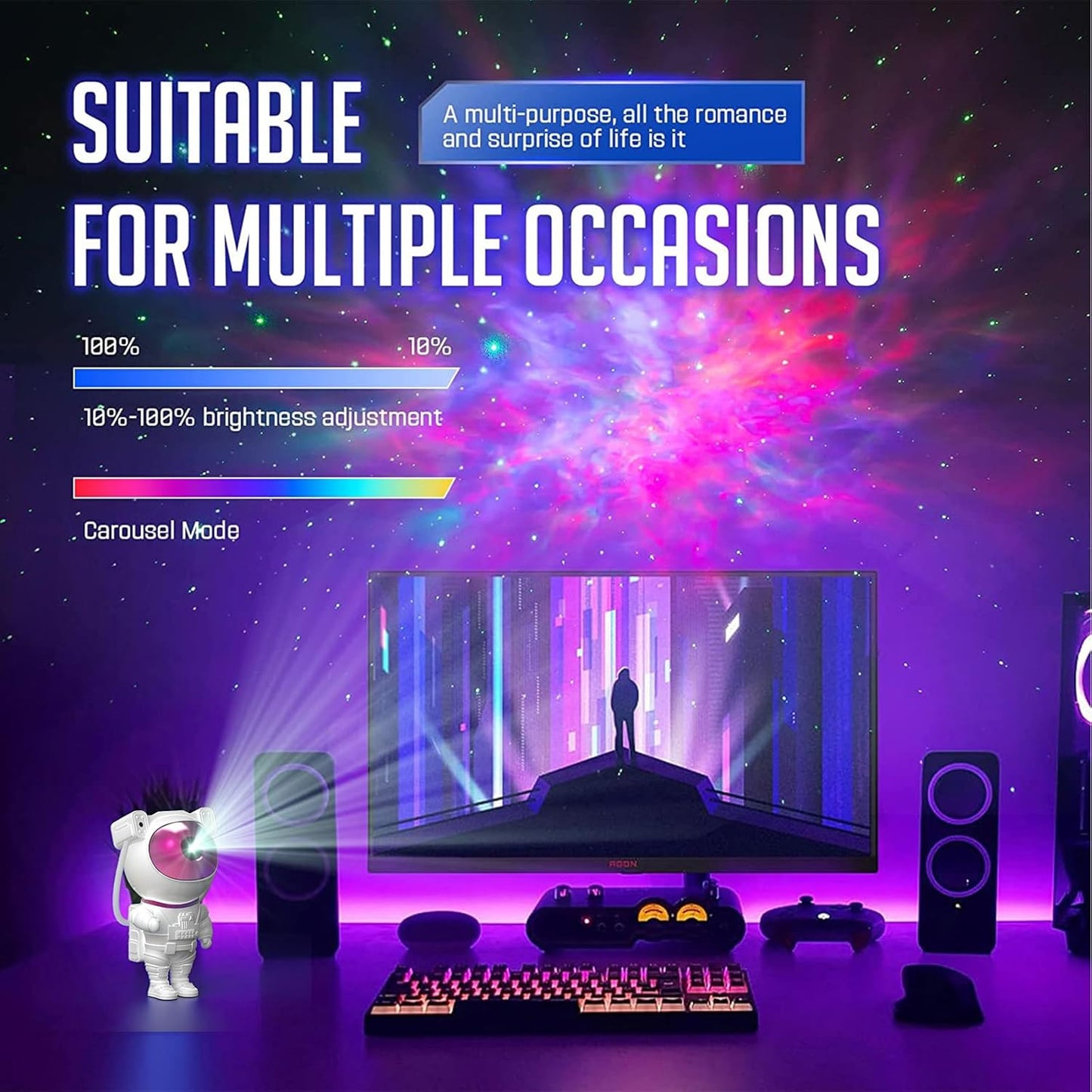 Star Projector Galaxy Night Light - Astronaut Space Projector, Starry Nebula Ceiling LED Lamp with Timer and Remote, Kids Room Decor Aesthetic, for Christmas & Birthdays