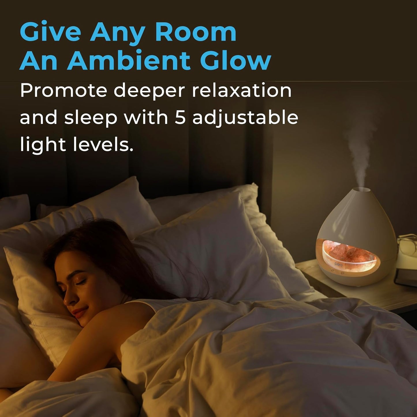 Pure Enrichment PureGlow Crystal - 2-in-1 Himalayan Salt Lamp & Ultrasonic Essential Oil Diffuser, Original Salt Therapy Lamp, 100% Pure Himalayan Salt, Ambient Glow, 160 mL 16-Hour Tank (White)