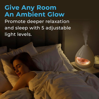 Pure Enrichment PureGlow Crystal - 2-in-1 Himalayan Salt Lamp & Ultrasonic Essential Oil Diffuser, Original Salt Therapy Lamp, 100% Pure Himalayan Salt, Ambient Glow, 160 mL 16-Hour Tank (White)
