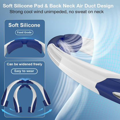 Hionly AI Neck Fan, 6 Speeds Adjustable Portable Personal Fan Rechargeable, Faster Cooling Wearable Fan, Ultra Quiet for Home, Office, Travel, Outdoor