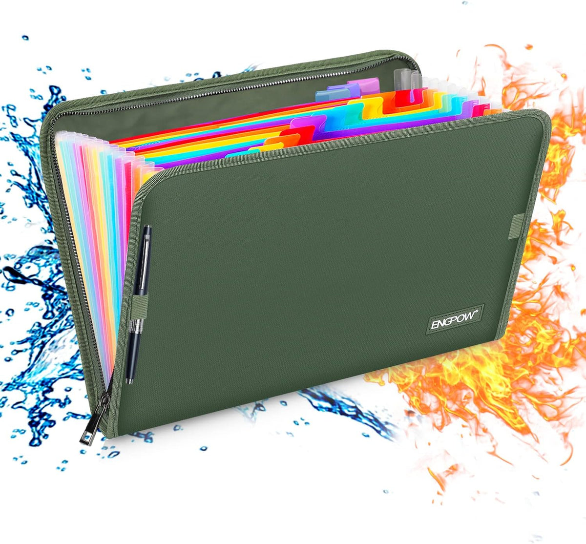 ENGPOW Expanding File Folder,Fireproof 13 Pockets Document Organizer Bag