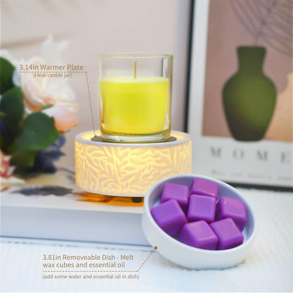 Wax Melt Warmer 3-in-1 Electric, Ceramic Wax Burner for Scented Wax & Essential Oil – Fast Heating, Flame-Free Aromatherapy for Home Office, White