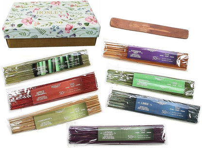 Hosley 320 Assorted Incense Sticks with Holder Eucalyptus, Fresh Bamboo, Lavender, Myrrh, Lavender Chamomile, Vanilla, Citrus, Dragon Blood Idea for Home, Wedding, Spa, Meditation & Aromatherapy
