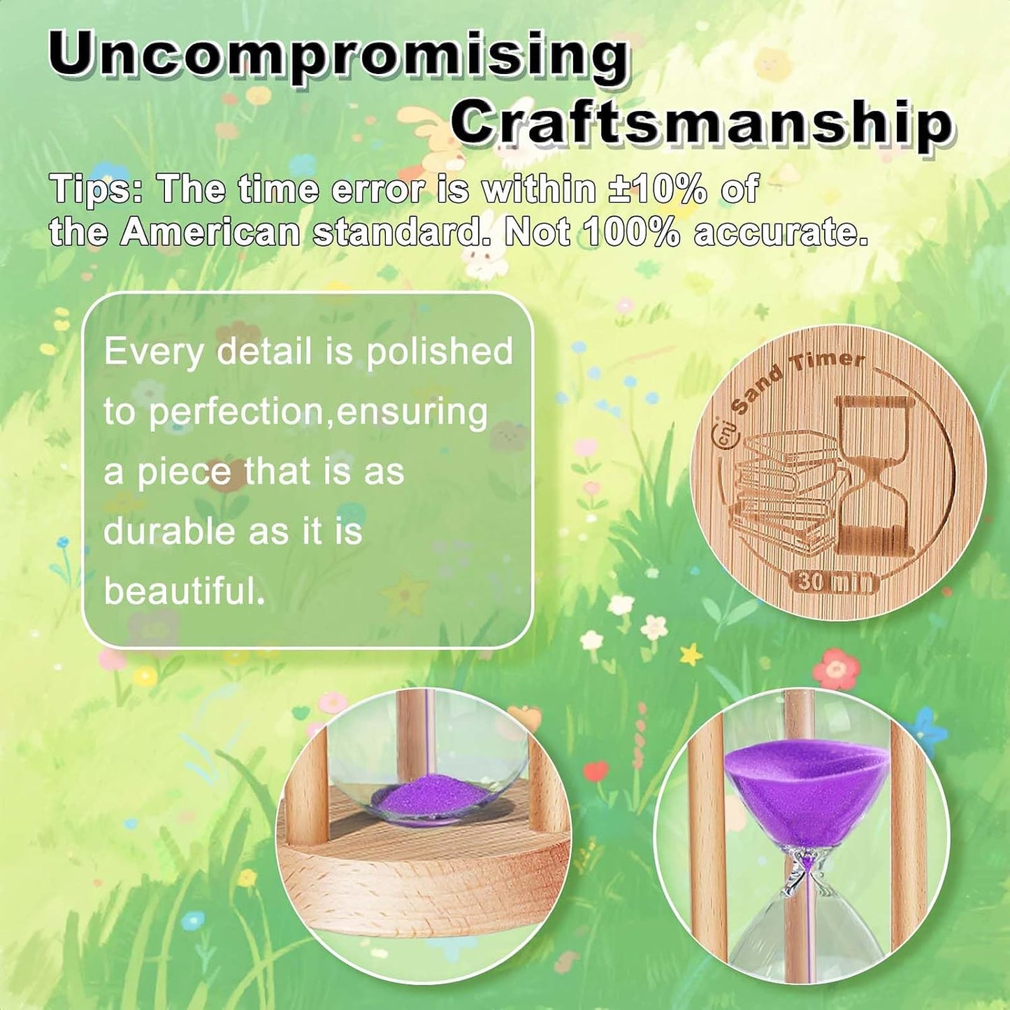 2 Minute Wooden Sand Timer,2 Min Hourglass, Small Sand Watch, Reloj De Arena, Hour Glass Sandglass for Home, Office, Decorative, Game, Classroom