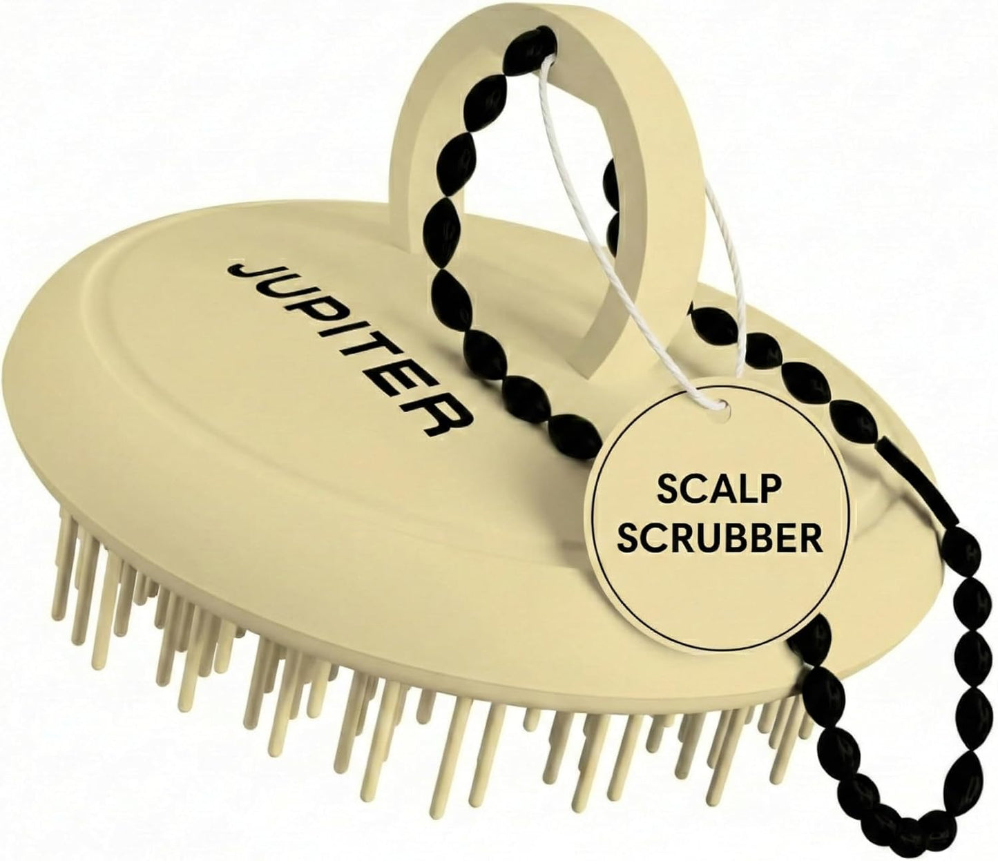 Jupiter Scalp Exfoliator - Scalp Massager Tool for Wet & Dry Hair - Ergonomic Detangler Brush - Dandruff Comb & Scrub to Remove Dandruff & Buildup and Support Circulation - Black/White