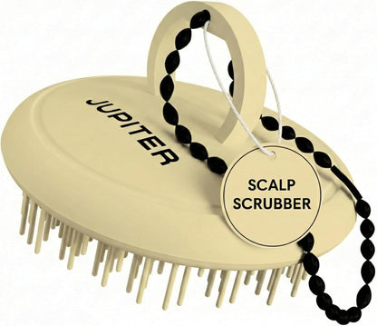 Jupiter Scalp Exfoliator - Scalp Massager Tool for Wet & Dry Hair - Ergonomic Detangler Brush - Dandruff Comb & Scrub to Remove Dandruff & Buildup and Support Circulation - Black/White
