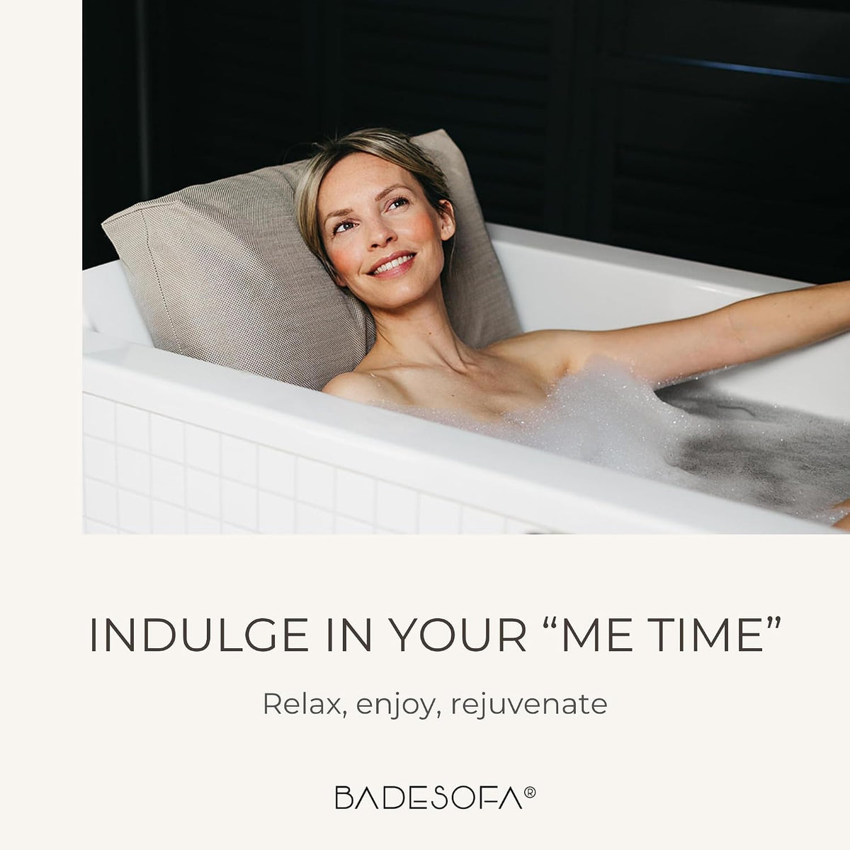 BADESOFA® Luxury Bath Pillow M in Ivory, Quick-Drying Bath Back Pillow