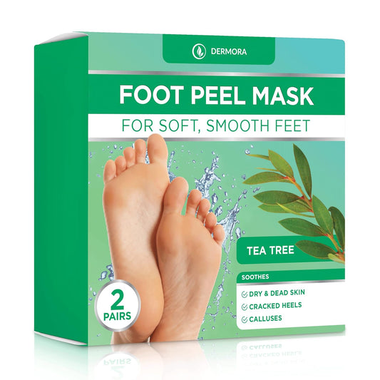 DERMORA Foot Peel Mask - Exfoliating Foot Peeling Mask for Dry, Cracked Feet, At-Home Spa Care, Callus Removal & Smoother Skin Result, 2 Pairs Regular Size (Fits up to Woman 11, Men 10) Original Scent