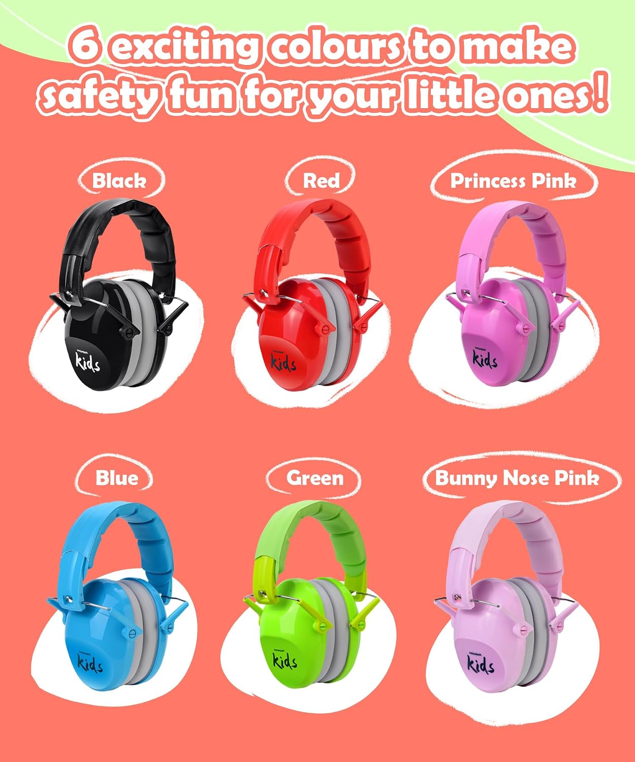 PROHEAR 032 Kids Ear Protection – Ear Muffs for Noise Reduction, 25NRR Noise Cancelling Headphones for Kids,Toddlers, Autism, Sensory Use, Hearing Protection – Orange