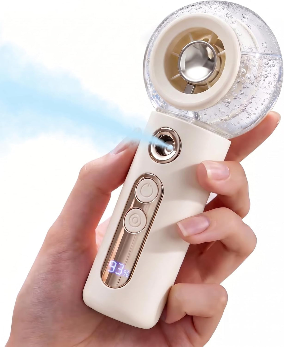 Portable Handheld Misting Fan, 4 Speed Personal Mini Cooling Fan, White