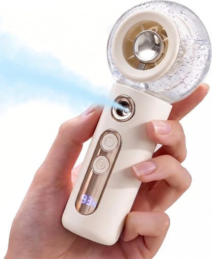 Portable Handheld Misting Fan, 4 Speed Personal Mini Cooling Fan, White