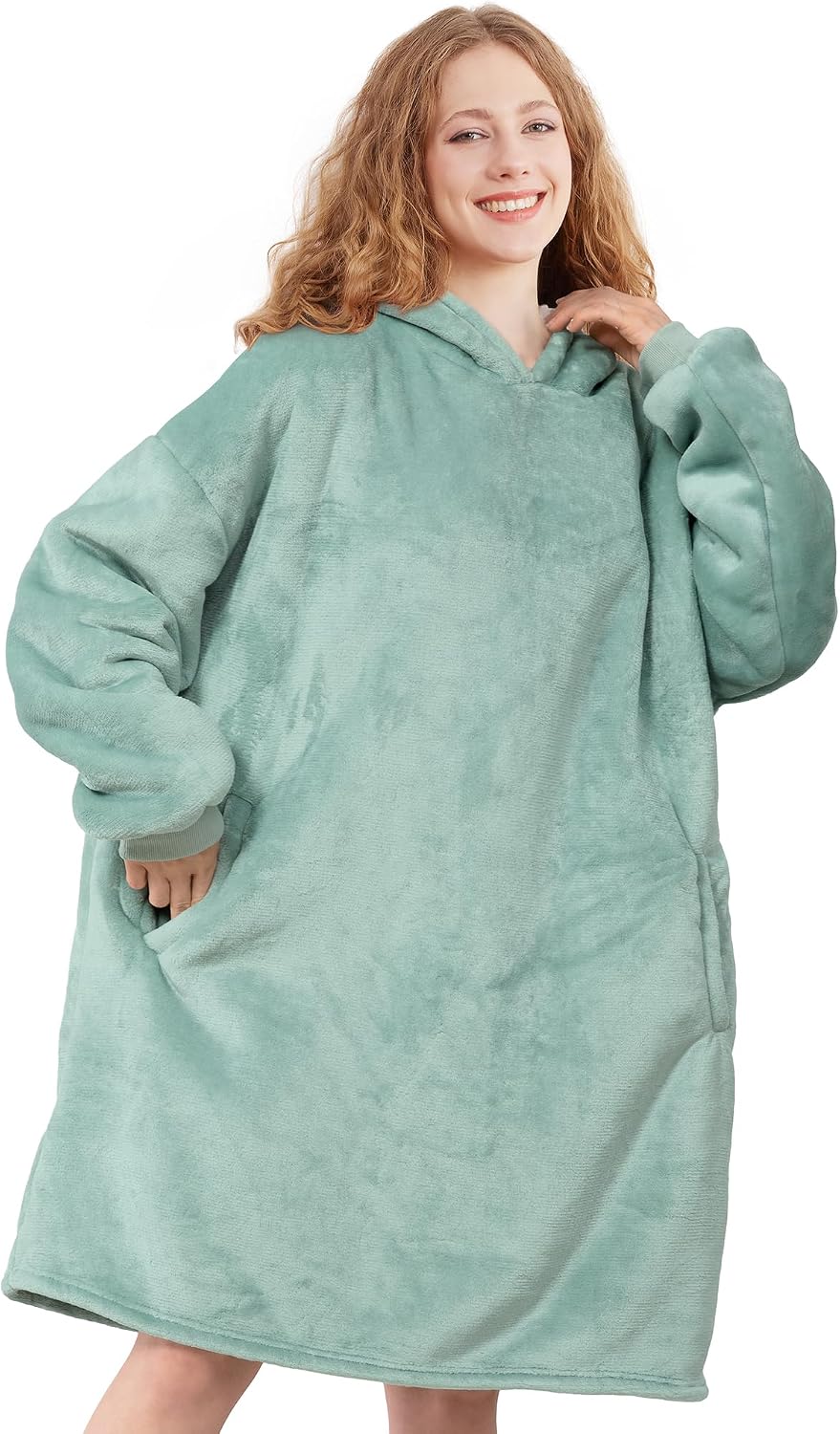 AmyHomie Wearable Blanket Hoodie for Adults & Teens,Oversized Sherpa Hooded Blanket,Warm Cozy Blanket Sweatshirt as Christmas Birthday Gifts for Women Men