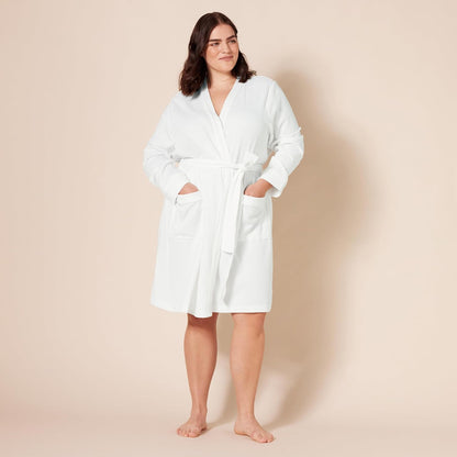 Amazon Essentials Women's Lightweight Cotton Blend Waffle Mid-Length Bathrobe, Breathable Loungewear (Available in Plus Size)