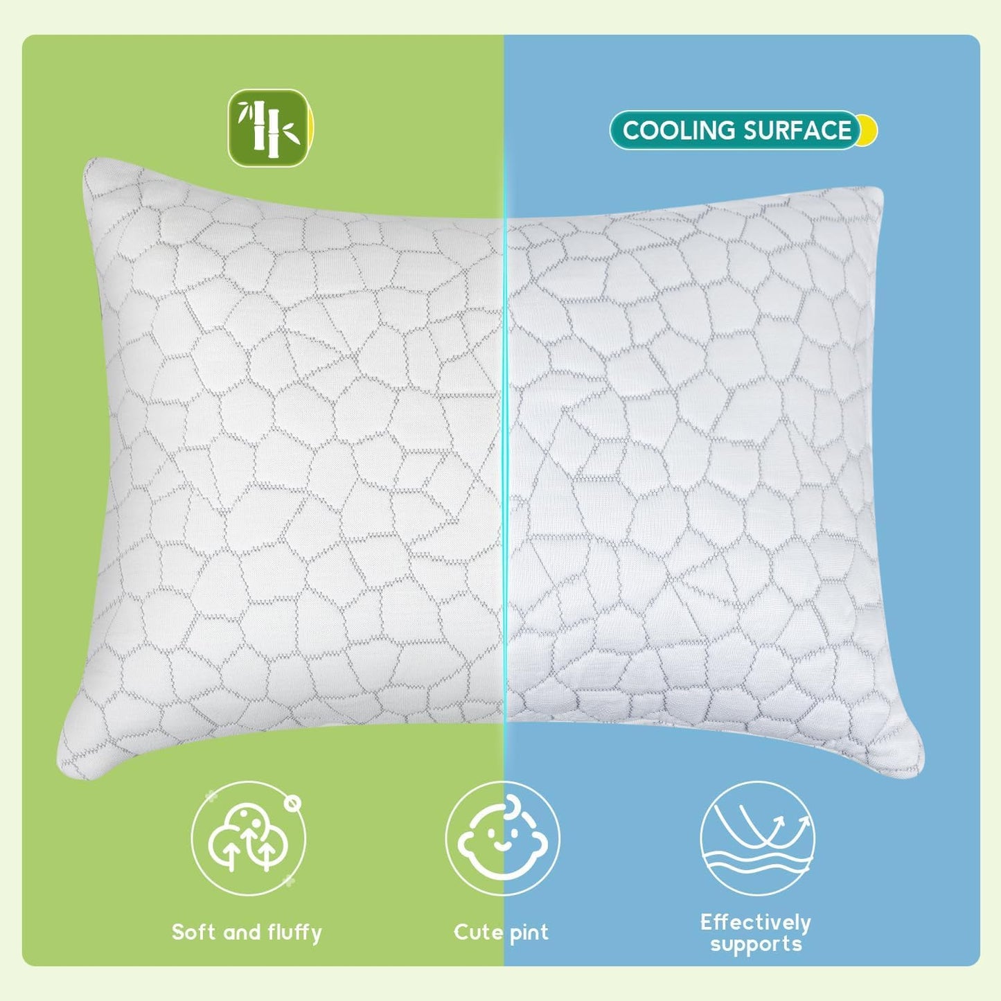 SUPA MODERN Cooling Pillow Queen Size Set of 2, CertiPUR-US Shredded Memory Foam Pillows for Sleeping, Cool Bed Pillows for Hot Sleepers, Adjustable Firm Pillow for Side,Back,Stomach Sleepers