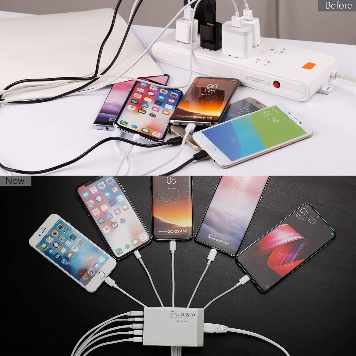Pezin & Hulin Bamboo Charging Station with 5 Cables-Natural Bamboo