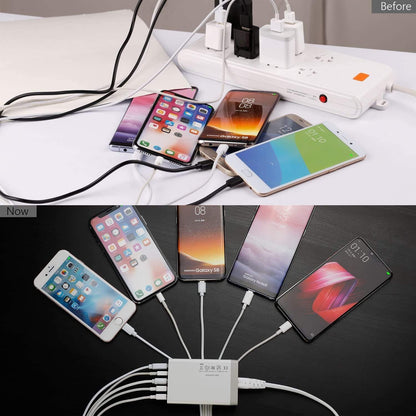Pezin & Hulin Bamboo Charging Station with 5 Cables-Natural Bamboo