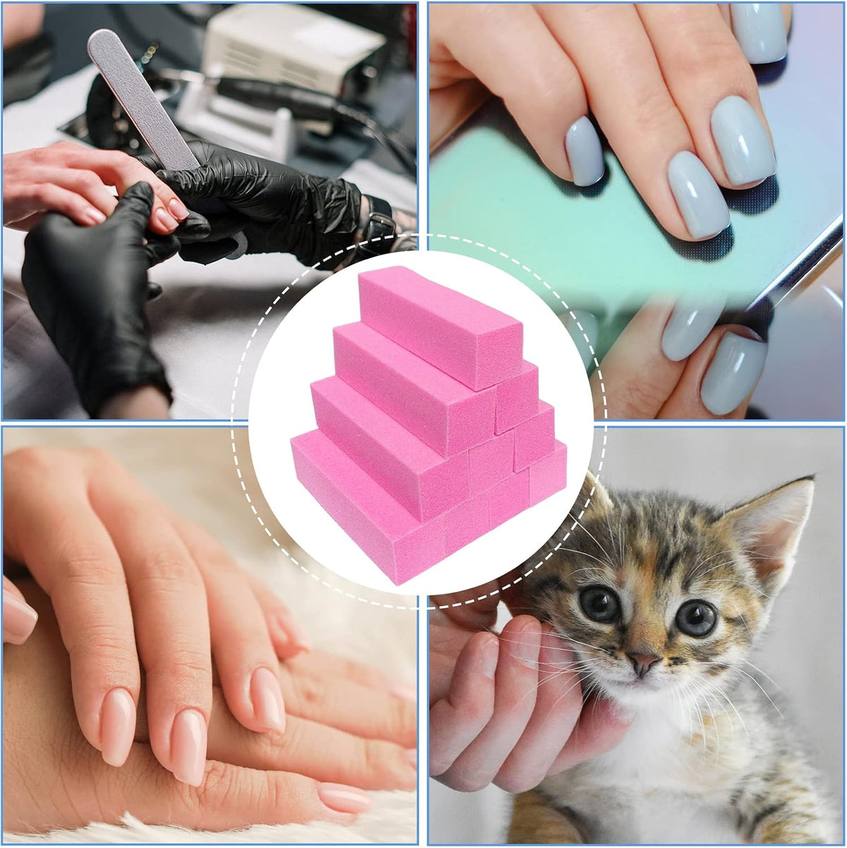 10 Pcs Nail Buffer Block for Acrylic and Natural Nails, 4 Sided Sanding Buffers for Gel Nails Fingernail Shine Buffing Filer Set, Professional Manicure Polisher Buffer Bulk Medium Grit (Purple)