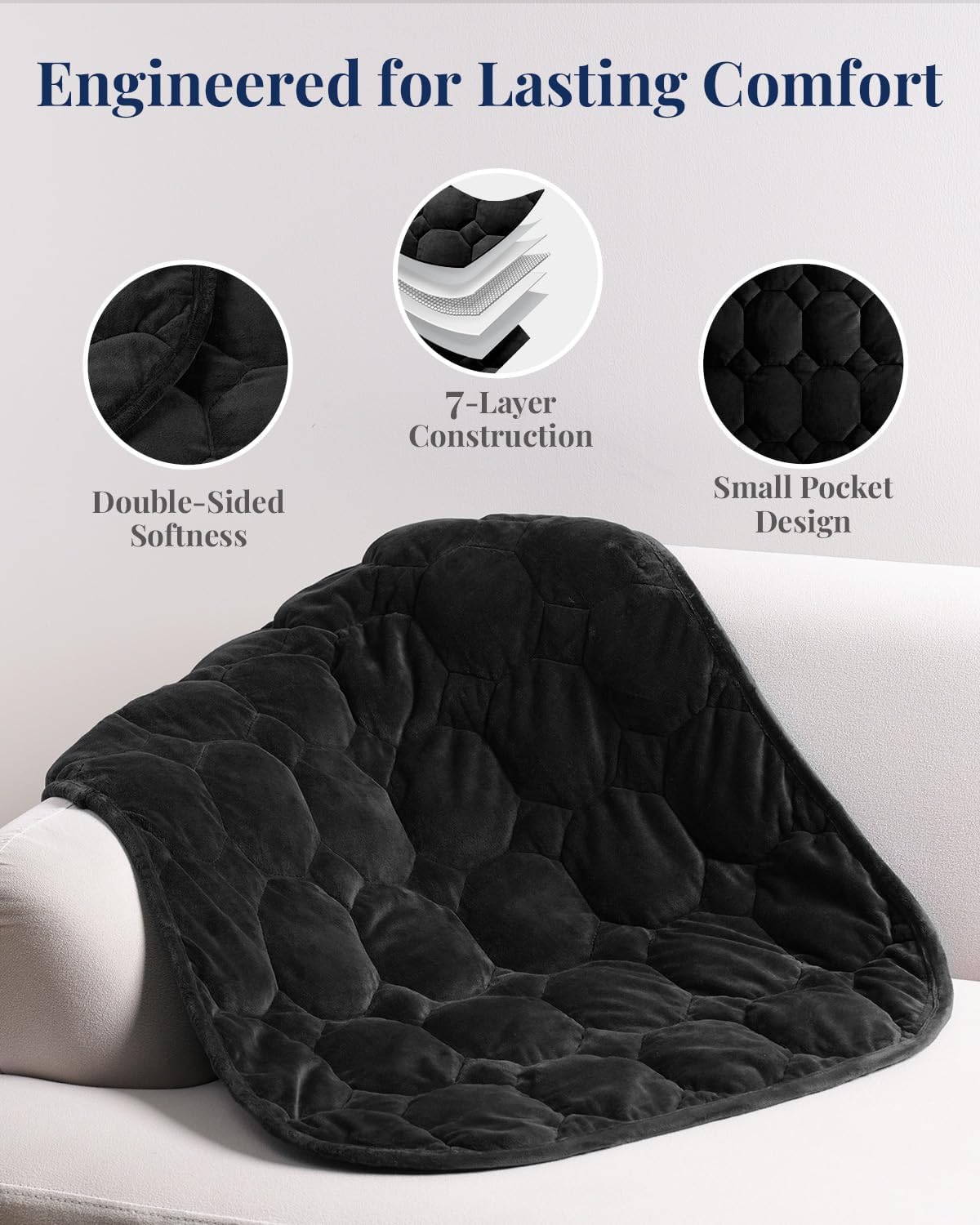 Kivik Weighted Lap Blanket, 7 lbs Weighted Lap Pad for Adults, Small Travel Weighted Blanket for Relaxation, Portable & Breathable, Grey, 24"x29"