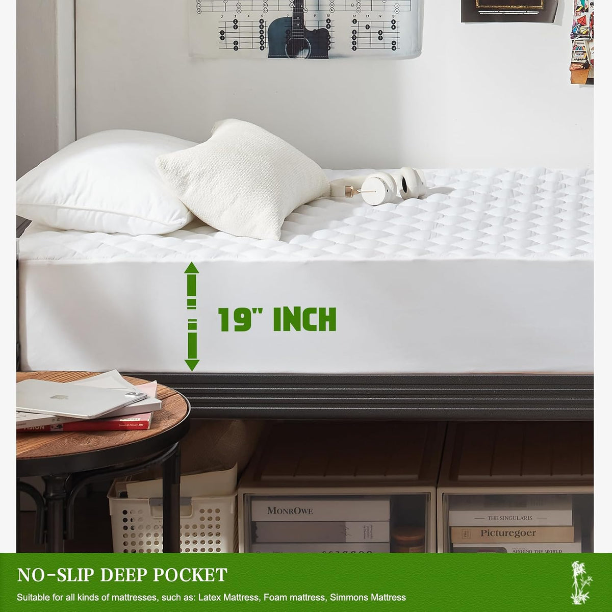 UNILIBRA Queen Mattress Protector Waterproof, Deep Pocket Mattress Pad Cover Fits to 6''-21'', Breathable Hollow Cotton Filling Quilted Mattress Protector for Queen Size