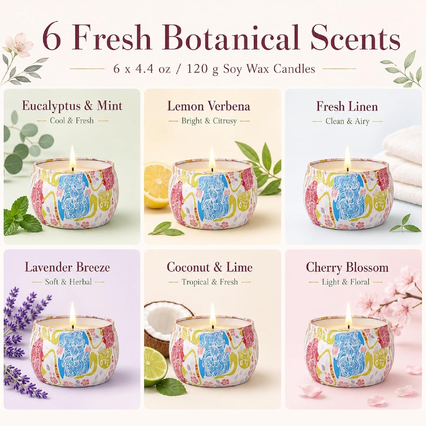 Candles, Scented Candles Gift Set for Women, 8 Pack Fruity Floral Soy Wax Aromatherapy Candles, Travel Tin Candles in Artist Gift Box, Birthday Gifts for Mom, Wife, Sister, Friend, Housewarming