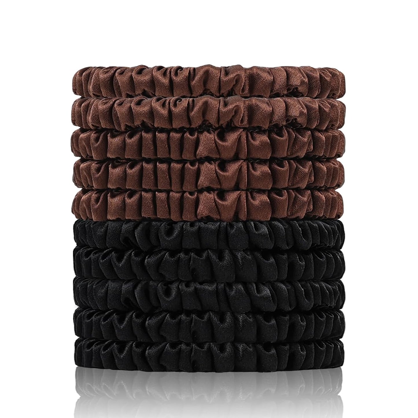 22 Momme 100% Pure Mulberry Silk Scrunchies (4 PCS) - Small Hair Elastics and Ties for Women, Sleep Hair Care, No Damage, Black