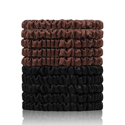 22 Momme 100% Pure Mulberry Silk Scrunchies (4 PCS) - Small Hair Elastics and Ties for Women, Sleep Hair Care, No Damage, Black