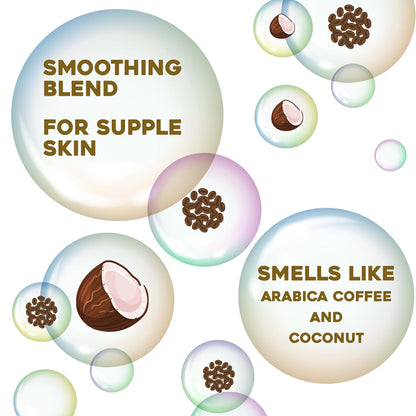 OGX Smoothing + Coconut Coffee Exfoliating Daily Body Scrub with Arabica Coffee & Coconut Oil, Hydrating & Moisturizing Body Wash for Dry Skin, Paraben-Free with Sulfate-Free Surfactants, 19.5 Fl Oz