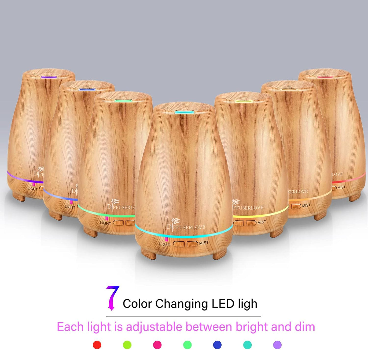 Diffuserlove Diffuser 2 Pack Essential Oil Diffuser 200ML Remote Control Ultrasonic Aromatherapy Diffuser Mist Humidifiers for Bedroom Office Yoga
