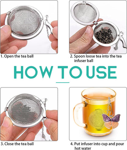 NSTaygate 2pcs Tea Infuser,Loose Leaf Tea Steeper Tea Strainer with Charm Handmade Dragonfly Butterfly Pendant Tea Ball Tea Filter Tea Infusers for Loose Tea