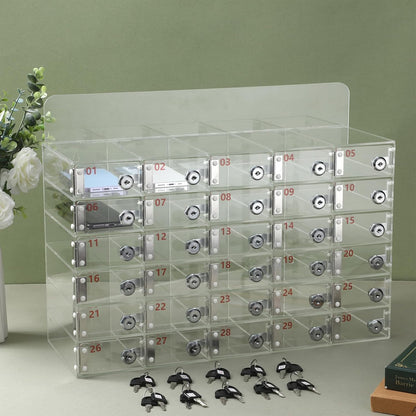 Threan 12 Slot Cell Phone Storage Box, Acrylic Clear Cell Phone Storage Cabinet Wall Mounted with Door, Locks and Keys for Office School Factory