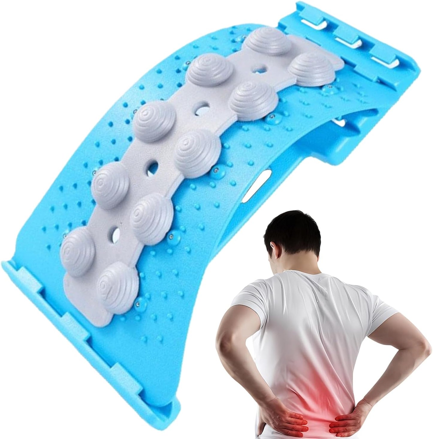 Back Stretcher, 4-Level Adjustable Back Cracking Device, Stretching Equipment, for Muscle Correction Shoulder Neck Nerve Workout Sleeping Sitting Yoga Exercise