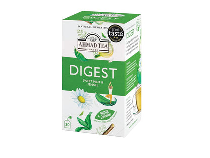 Ahmad Tea Herbal Tea, Sweet Mint, Fennel & Biotin 'Digest' Natural Benefits Teabags, 20 ct (Pack of 1) - Decaffeinated & Sugar-Free