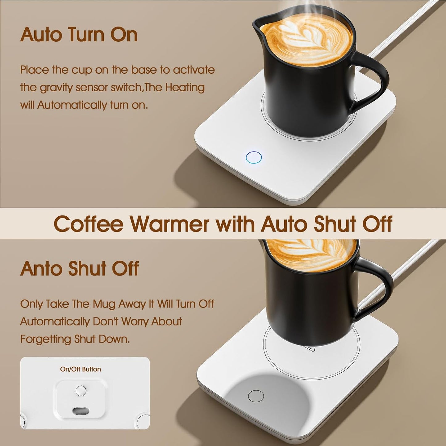 Misby Mug Warmer, Coffee Cup Warmer with Auto Shut Off, Gravity-Induction Coffee Warmer for Desk Use, Coffee Mug Warmer for Coffee Lovers Gift Keep Beverages Coffee Warmer (Black)