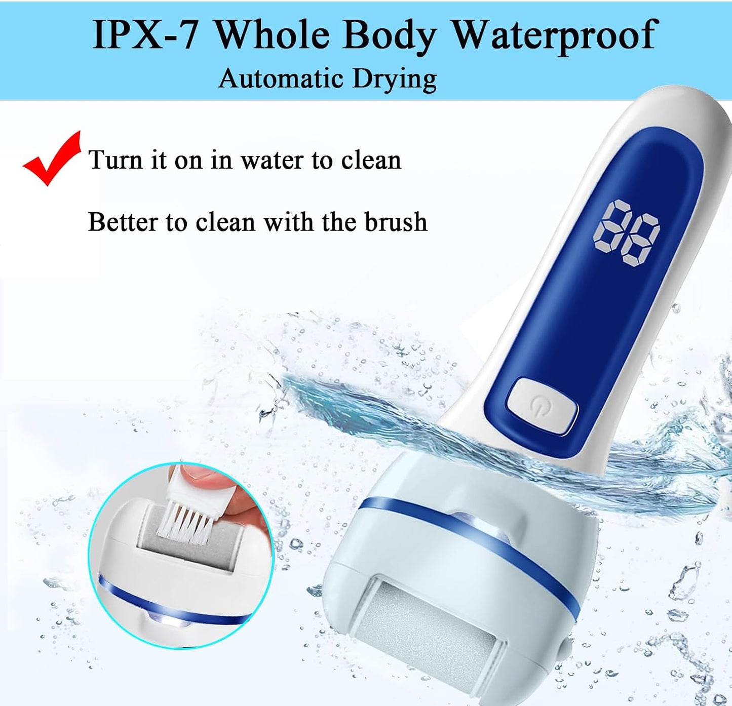 Callus Remover for Feet Electric Foot File, 13-in-1 Professional Pedicure Tools Foot Care Kit, Foot Scrubber Pedi for Hard Cracked Dry Dead Skin, 3 Rollers, 2 Speed, Battery Display (Black2)