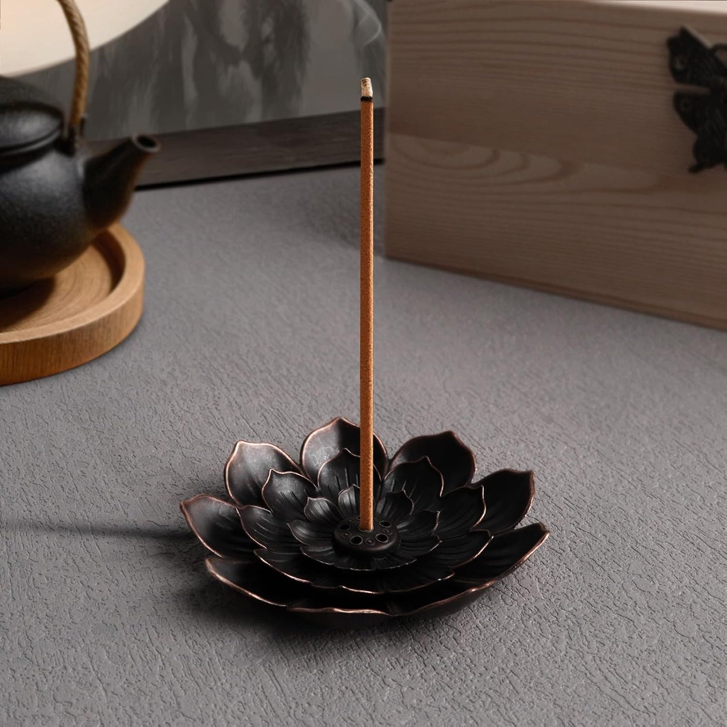 Incense Burner, Incense Holder for Sticks, Brass Lotus Incense Base with Removable Ash Catcher for Home Decor, Meditation, Yoga and Divination