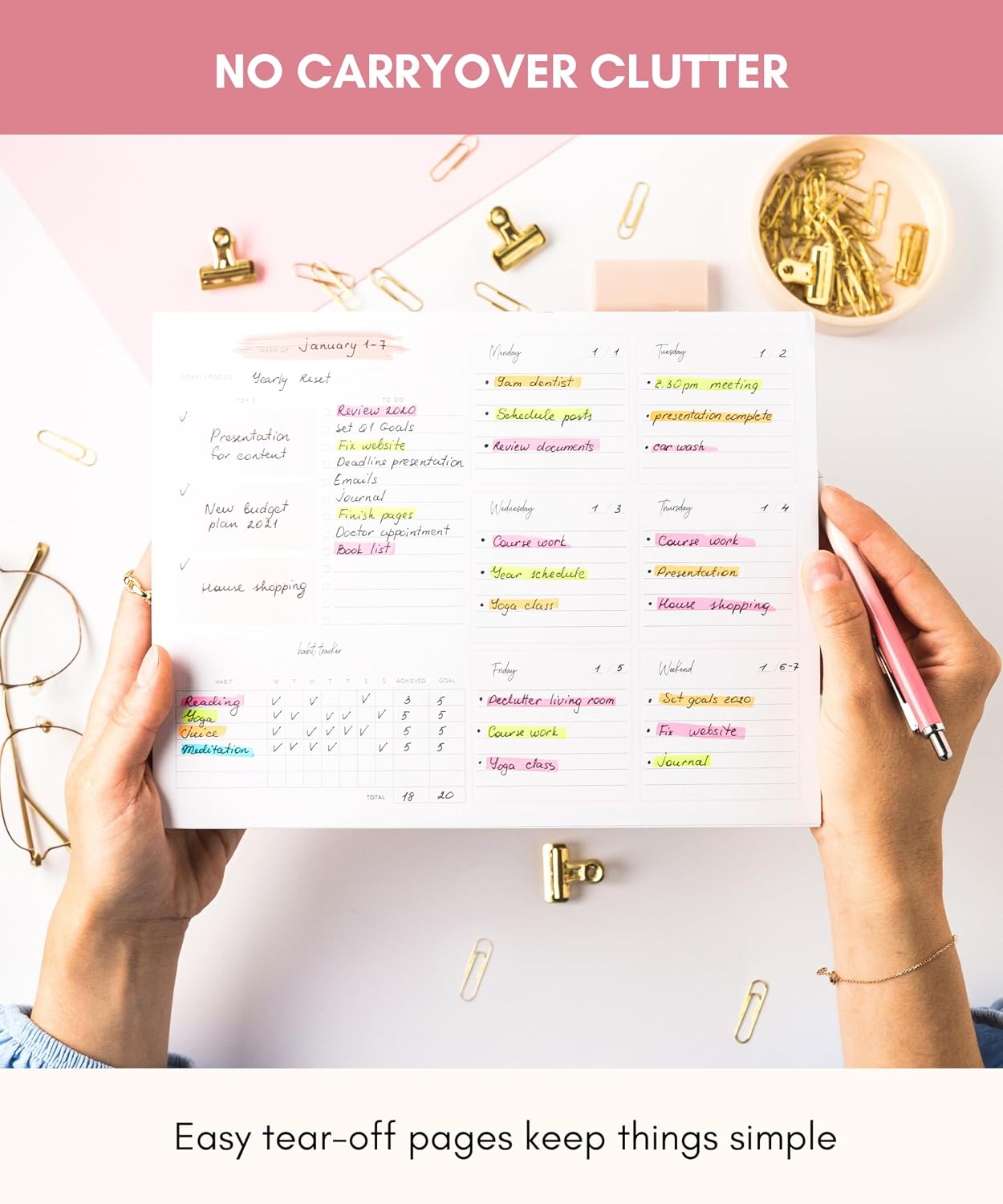 Lamare Weekly Planner Notepad – Premium Undated Weekly To Do List Notepad