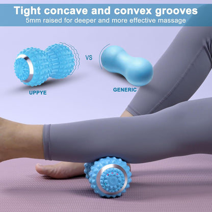 Uppye Vibrating Massage Ball for Pain Relif, Mobility Ball for Physical Therapy and Workout Recovery, Deep Tissue Myofascial Release Tools - Back, Shoulder (Peanut Head Vibrating Massage Ball Black)