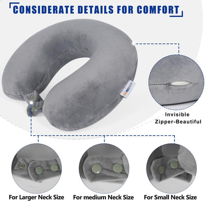 SAIREIDER Neck Pillows for Travel-Head Neck Support Travel Pillow for Traveling, Car, Home, Office Adjustable(Navy Blue)