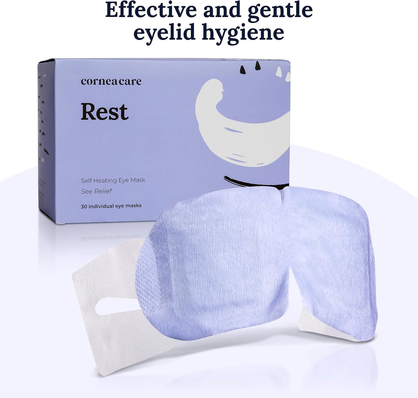 CorneaCare Rest: Self Heating Warm Compress for Dry Eyes | Heated Eye Mask for Fast Relief | Steam Mask for Stye Treatment | No Microwave or Washcloth Needed | Travel Ready Warm Compress | 30 Count