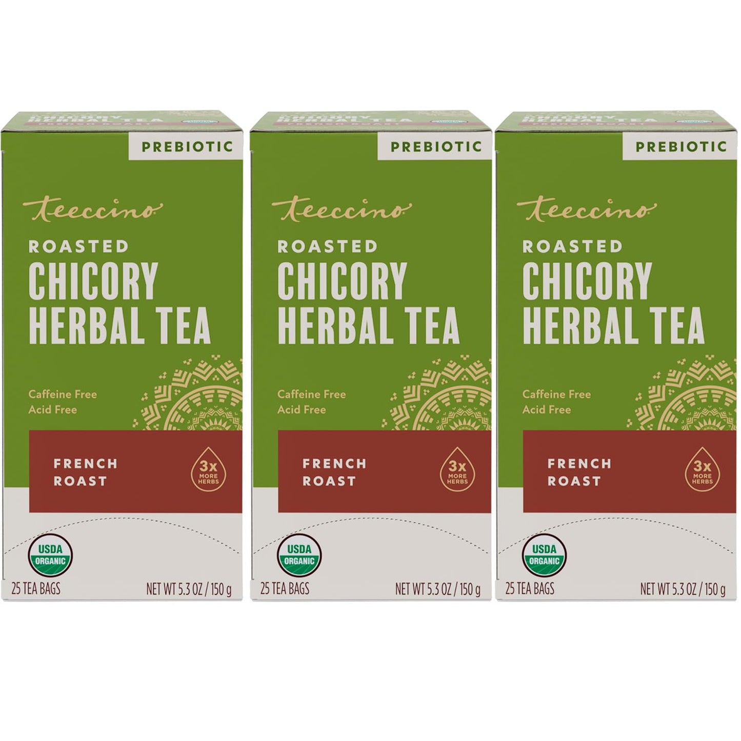 Teeccino Herbal Tea Sampler Assortment - 12 Tea Bags - Maca Chocolaté, French Roast, Hazelnut, Vanilla Nut - Roasted Caffeine Free Herbal Tea, Prebiotic for Natural Energy