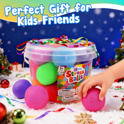 Squishy Stress Balls for Kids Adults: 18 Pack Fidget Toy Bulk for Prize